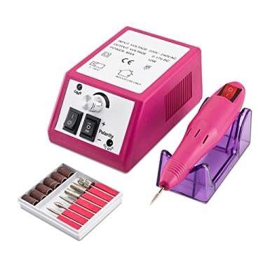 Imagem de Yajun Brocas de unha elétricas máquina de manicure para remoção de unhas de gel pedicure ferramentas de arquivo de moagem portátil ajustável conjuntos de polidor de velocidade ajustável, rosa, 13 * 9 * 6 cm