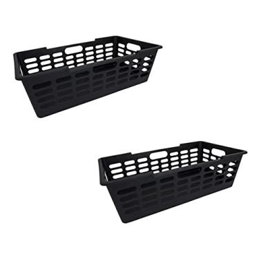 Imagem de Kit 2 Cesto Decorativo Multiuso Grande Preto 29x15x51CM 25463PM Atenas Arqplast