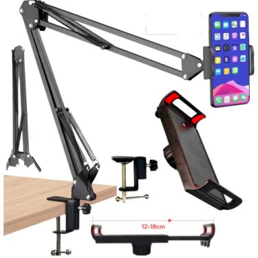 Imagem de Suporte para Celular Tablet de Mesa Braço Articulado Dobravel Ajustável Todo em Metal Rotação 360º Fácil Uso e Resistente (Veja Video do Anúncio)