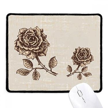Imagem de Mousepad de flor marrom rosa antigo tapete de borracha para jogos