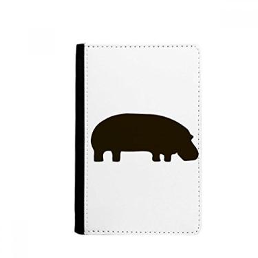Imagem de Porta-passaporte preto hipopótamo animal retrato Notecase Burse capa carteira porta-cartões