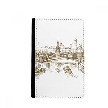 Imagem de Capa carteira para cartões River Bridge Landmark Sketch Porta-passaporte Notecase Burse