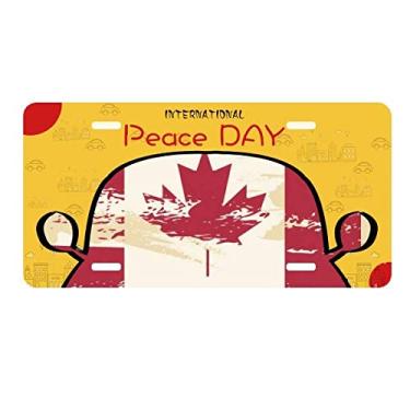 Imagem de DIYthinker Bandeira do sabor do Canadá e placa de licença de folha de bordo etiqueta decoração de carro dia da paz