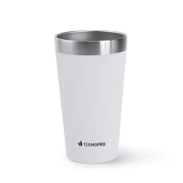 Imagem de TERMOPRO Copo Térmico para Cerveja Branco 473ml Aço Inox 18/8 Isolamento a Vácuo Mantém Bebidas Geladas até 4h Alta Durabilidade Design Premium Livre de BPA Lava-Louças
