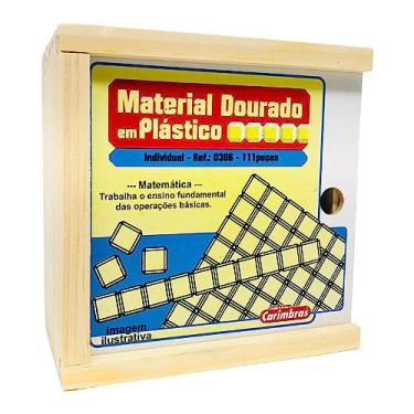 Imagem de Material Dourado De Plástico Com Caixa De Madeira 111 Peças Carimbras