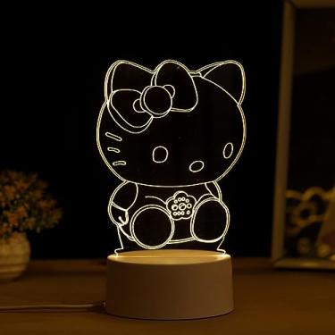 Imagem de PopLumos - Luminária led 3d, abajur de mesa, hello kitty sentada