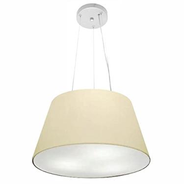 Imagem de Lustre Pendente Cone Cúpula Tecido 21/40x30 cm, Vivare Iluminação, Pendente4001 LA, Algodão Cru, Médio