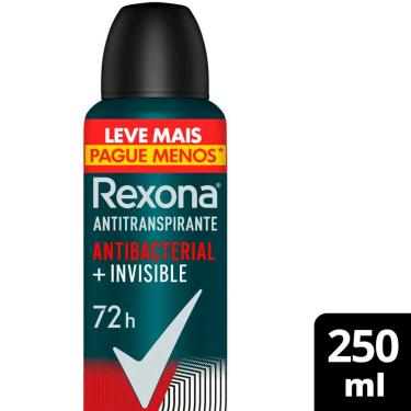 Imagem de Desodorante Rexona Men Antibacterial + Invisible Aerossol Antitranspirante 72h com 250ml 250ml