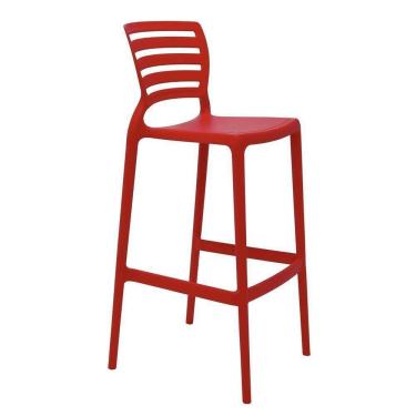 Imagem de Cadeira Tramontina Sofia Alta Bar Em Polipropileno E Fibra De Vidro Vermelha Tramontina