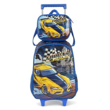 Imagem de Kit Mochila Rodinhas Escolar Masculina Força4 Luxcel 39052 (Azul)
