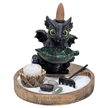 Imagem de M3 Decoração Kit Dragão Baby Cascata Incensário Base Redonda E Castiçal (Preto) - Kit de Incenso - 19 Peças - 12 Itens - 1 Conjunto