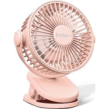 Imagem de FrSara Ventilador portátil com clipe operado por bateria, mini ventilador de mesa recarregável silencioso de 3 velocidades, silencioso, alto volume de ar, rotação livre de 360 graus, mini ventilador de mesa, ventilador de carrinho