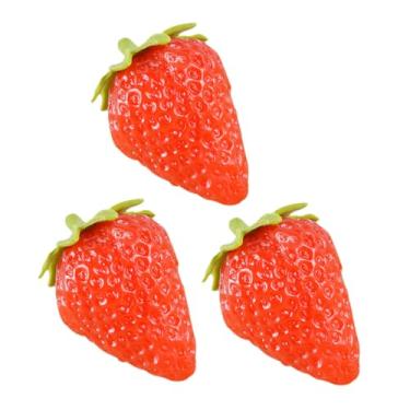 Imagem de HEMOTON 3 Pecas Morango Simulado decoração de casa enfeite de mesa fruta falsa morangos artificiais realistas coisas fofas de morango decoração de frutas artificiais artificial decorações