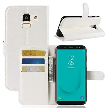 Imagem de Capa para Samsung Galaxy J6 2018, capa carteira flip de couro PU premium com compartimento para cartão, suporte e fecho magnético [capa interior à prova de choque de TPU] compatível com Samsung J6