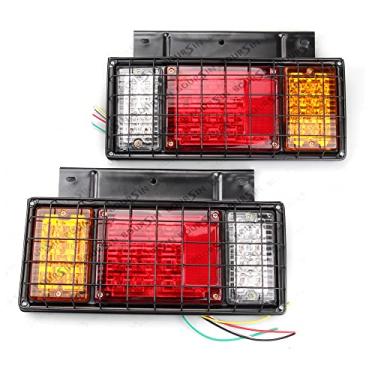 Imagem de Luzes traseiras LED de 12 V com proteção de rede de ferro para ISUZU ELF N, F Series NPR NPR-HD NRR NQR NKR NHR FSR FRR Lâmpada traseira 1 par (LH+RH)