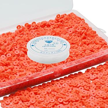 Imagem de 2000 peças de contas de argila rosa para fazer pulseiras, espaçador de polímero contas planas faça você mesmo para joias colar kit de fabricação de brincos, estética preppy Heishi Heshie conjunto de miçangas de disco fino 8 mm