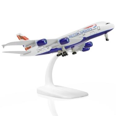 Imagem de QIYUMOKE Airbus A380 1/300 British Airway Diecast Metal Airplane Model with Stand Sky Jumbo Airliner Alloy Model Kit for Aviation Enthusiast Gift