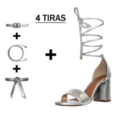 Imagem de Sandália Troca Tira Salto Alto Grosso Luiza Sobreira Prata-Feminino