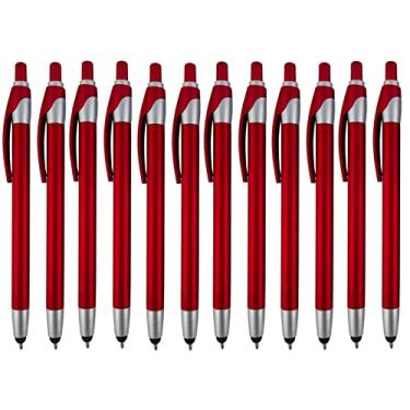 Imagem de Pacote com 12 canetas esferográficas vermelhas para iPad Mini, iPad 2/3, novo iPad, iPhone 5 4S 4 3GS, iPod Touch, Motorola Xoom, Xyboard, Droid, Samsung Galaxy Asus (pacote com 12 unidades)