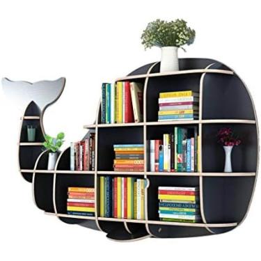 Imagem de Prateleira de parede de baleia criativa Sala de estar Pendurado na parede Decoração Prateleira Divisória de parede do quarto Nórdico Criativo Simples Estante de várias camadas Armário de arm