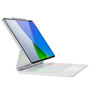 Imagem de doqo Capa com teclado para iPad Air 13 (M2) 2024 e iPad Pro 12,9 (6ª, 5ª, 4ª, 3ª geração), capa Magic Keyboard com Multi-Trackpad para iPad Air 13 2024, Pro 12.9 2018~2022, fina, 7 cores,