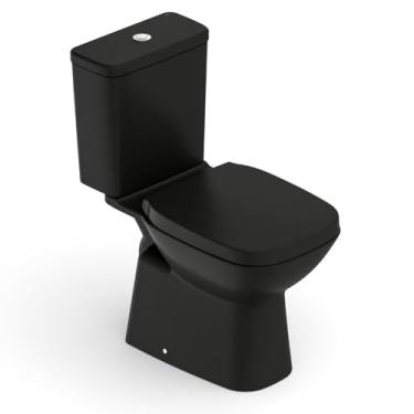 Imagem de Kit Bacia com Caixa, Assento Termofixo com Queda Amortecida e Complementos de Instalação Debba Classic Roca Matte Black