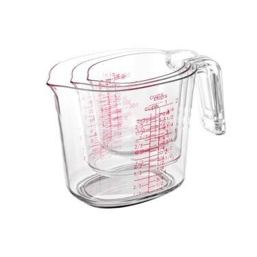 Imagem de Conjunto de copos medidores líquidos de encaixe 3 peças, jarros de medição para cozinha, 1 xícara/250 ml/226.8 g, 2 xícaras/500ml/473.6 g, 4 xícaras/1000 ml/947.2 g - Conjunto de plástico livre de BPA