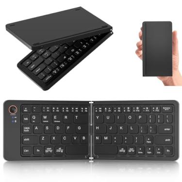 Imagem de Teclado Bluetooth dobrável – ultrafino, portátil, tamanho de bolso, teclado de viagem sem fio recarregável, compatível com iOS, Android, Windows, para smartphone, tablet, iPad, iPhone, laptop