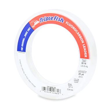 Imagem de Triple Fish Linha de pesca líder de fluorocarbono teste de 13,6 kg, transparente, 0,54 mm/23 m