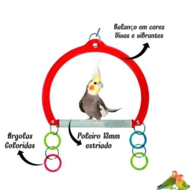 Imagem de Brinquedo Balanço Plástico com Poleiro e Argolas Calopsita Agapornis D