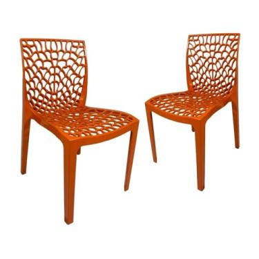 Imagem de Ecom Home - Kit 2 Cadeiras Gruvyer Terracota em PP com Encosto Versátil para Sala de Jantar, Cozinha, Jardim, Varanda, Restaurantes