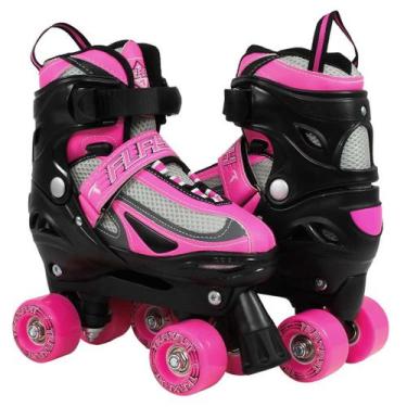 Imagem de Patins Traxart Infantil Flash Quad Preto/pink - 54mm Abec-7, M (32 ao 