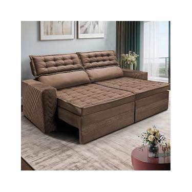 Imagem de Sofá 4 Lugares Cama inBox Cielo com Assento Retrátil, Encosto Reclinável em Suede Velusoft e 230cm de Largura