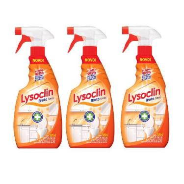 Imagem de Kit 3 Desinfetante Multiuso 500ml Lysoclin Bruto Spray - Nobel do Bras