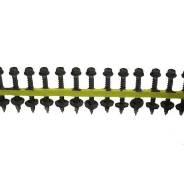 Imagem de Quik Drive HG112WSBROWN Parafuso de telhado e tapume de metal, chave sextavada de 1/4 de polegada pintada em marrom por 3,8 cm com arruela com suporte EPDM