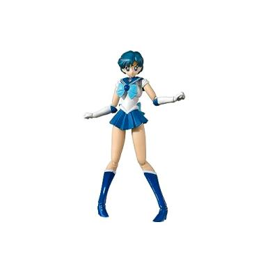 Imagem de S.H. Figuarts Sailor Moon Sailor Mercury - Animação Color Edition - (versão de revenda), aproximadamente 5,5 polegadas (140 mm), boneco pré-pintado de PVC e ABS