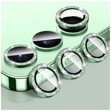 Imagem de LucBuy Protetor de lente de câmera Bling para Samsung Galaxy A25, adesivos de filme de cobertura de câmera de vidro temperado, protetor de tela de anel de metal individual de alinhamento automático