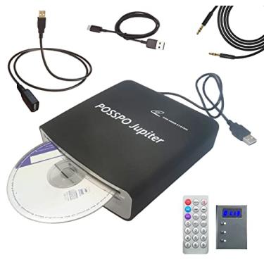 Imagem de POSSPO Júpiter Cd Dvd Player para Carro com Porta Usb Porta Aux, Cd Player Externo Portátil Que Se Conecta Ao Carro, Laptop, Desktop, Tv, Computador Mac, Ligar e Usar - Atualizado com Cabo de Extensão