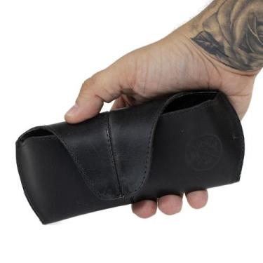 Imagem de Case Estojo Porta Óculos De Couro Modelo Use Young, Preto