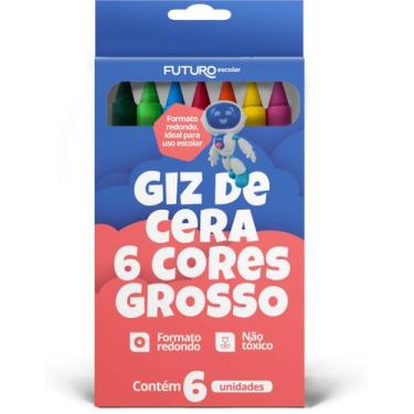 Imagem de Giz de Cera 6 Cores Grosso Escolar - FUTURO
