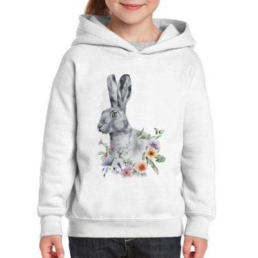 Imagem de Moletom Infantil Coelho Flores - Foca na Moda, Branco, 4