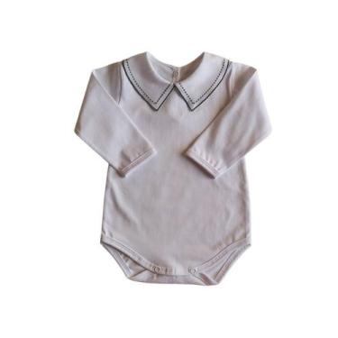 Imagem de Body Bebê Menino Gola Bordada Pontilhado Super Luxo - Verde Maré - Fel