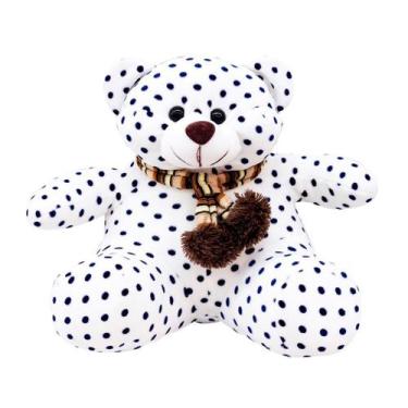 Imagem de Urso Branco Pontilhado Com Cachecol 27cm - Pelúcia - Foffy
