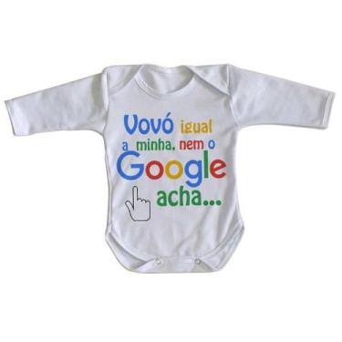 Imagem de body nenê criança roupa bebê manga longa Vovó igual a minha nem google