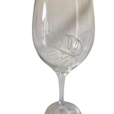 Imagem de Taça Folha Costela de Adão Cristal Personalizada Vinho 490ml - META AT