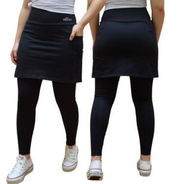 Imagem de Saia Calça com Bolso Alta Compressão UV50+ Poliamida Roupa Fitness Eva