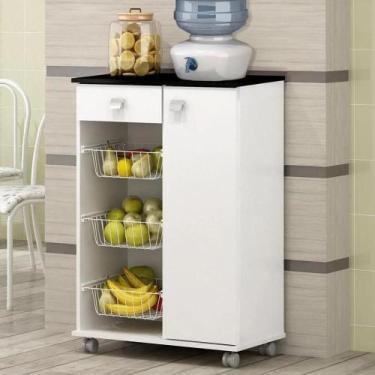 Imagem de Fruteira Natasha 1 Porta 1 Gaveta e 3 Cestos Branco/Preto - Quarta Div