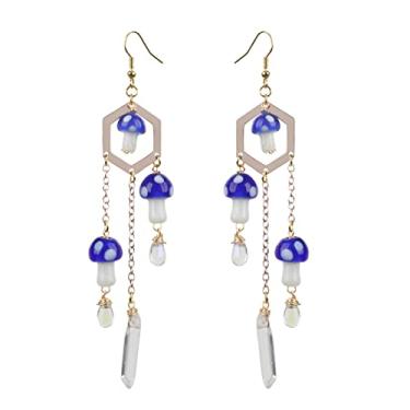 Imagem de ZKBKJSPZJB Brincos de cogumelo princesa // cogumelos. Brincos florestais. Brincos holográficos.., Latão