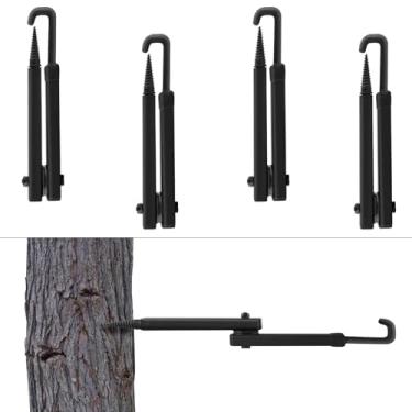 Imagem de RMERVE Pacote com 4 ganchos de arco com suporte de árvore de 33 cm para caça, suporte de arco dobrável, acessórios para tiro com arco e flecha, acessórios esportivos ao ar livre