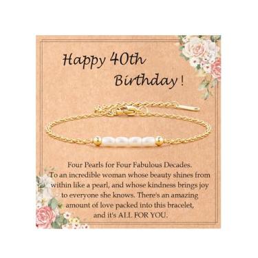 Imagem de Tarsus Presentes de aniversário para mulheres, pulseira de pérolas para mulheres 30, 40, 50, 60, mulheres, presentes de aniversário, amigas, colegas, mãe, avó, tia..., average, Aço inoxidável, Sem